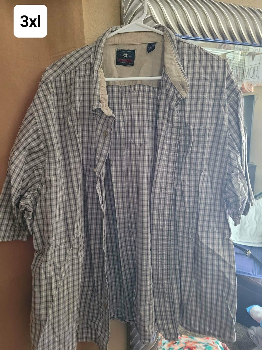 Wrangler Short Sleeve Plaid Shirt - Blue & Gray